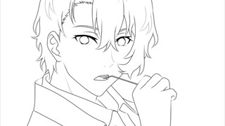 Osamu Dazai Line art 💀