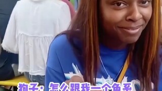 When the doggy meets a dark-skinned human for the first time