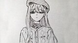 how lớn draw anime girl wearing hat | step by step