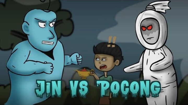 JIN vs HANTU POCONG - Kartun Lucu, Animasi Kartun Hantu  Rizky Riplay