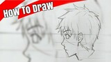Cara Menggambar Kepala Anime Cowok Menghadap Samping