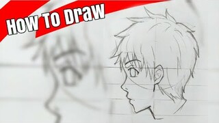 Cara Menggambar Kepala Anime Cowok Menghadap Samping