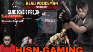 polisi zombie dengan perisai lengkap dengan senjata