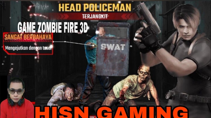 polisi zombie dengan perisai lengkap dengan senjata