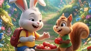Bunny Liks Apple #foryou #trending #kids #3d animation #kids 3d carton