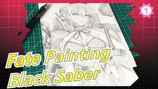 [Fate/Pencil Painting] Your Wife in Swimming Suit Is Standing in Front of Me (Paint a Black Saber)_1