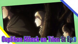 Cuplikan Attack on Titan S1E3: Reiner, Bertoldt, Eren, Armin. Rumah yang di Penuhi Titan