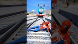 GTA V: VENOM SAVING SPIDER-MAN FROM THOMAS THE TRAIN #shorts #trains