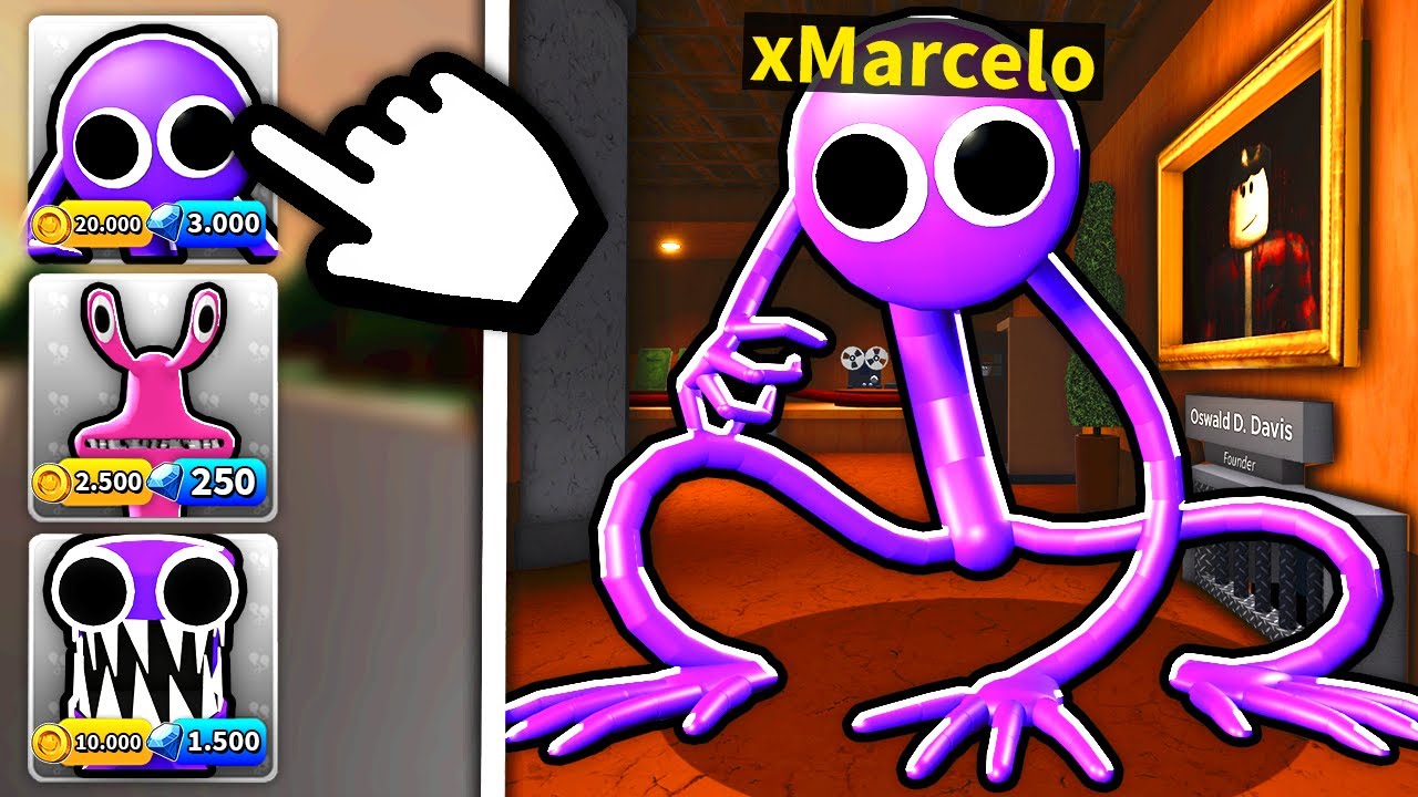 NOVO FINAL? ME TRANSFORMEI NO MONSTRO ROXO E PEGUEI O BICHO AZUL BABÃO NO  RAINBOW FRIENDS (Roblox) 