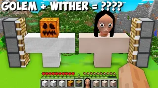 I can COMBINE BIGGEST GOLEM and MOMO OF 1000 BLOCKS in Minecraft ! GOLEM + WITHER = ????