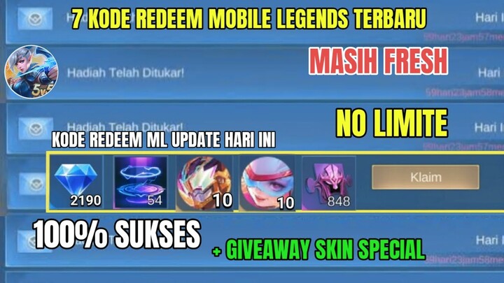 BURUAN KLAIM! 7 KODE REDEEM ML TERBARU KODE REDEEM MOBILE LEGENDS HARI INI UPDATE JUNI 2024