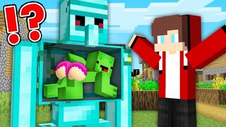 Mikey Stuck inside DIAMOND GOLEM and JJ Help Him in Minecraft - Maizen