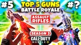 Top 5 BEST GUNS In SEASON 3 Battle Royale | Call Of Duty Mobile | 5 Best Assault Rifles In CODM BR