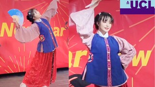在英国大学穿汉服表演古风舞w
