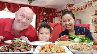 ป่นปลานิล เป็ดผัดกระเทียม ผัดหน่อไม้ Fish Curry Dip & Stir Fry Garlic with Duck