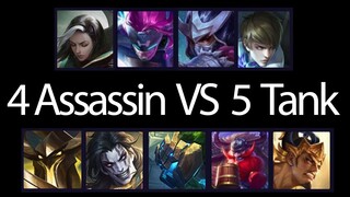 EXPERIMENT MATCH - 4 ASSASSIN VS 5 TANK - Mobile Legends