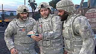 GTA 5 - Heist Mission with ARMY Michael, Franklin and Trevor!(ARMY vs Police Shootout)