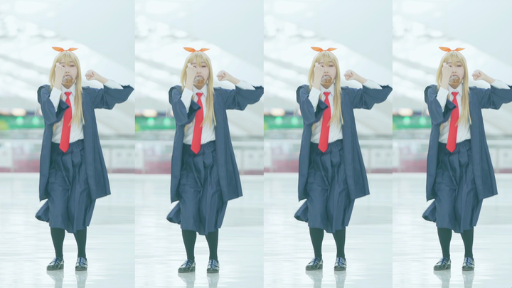 Holding a puff in her mouth, she danced to Bling-Bang-Born [Original Choreography]