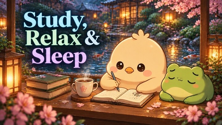 🌧️ Cozy Rainy Lofi ☕🐥 | Journaling by a Mini Koi Pond | Study, Relax & Sleep | ASMR