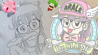 menggambar arale dari anime Dr.slump