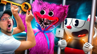 Kissy Missy ช่วยชีวิต Cuphead & Mugman! หลบหนีจากคุกมาริโอใน Garrys Mod (FGTeeV Huggy Wuggy)