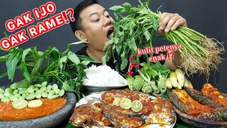 MUKBANG LALAPAN PETE MENTAH BATANG PEPAYA MENTAH IKAN BAKAR PEDAS TERONG BALADO SAMBAL MENTAH