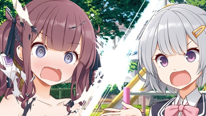 (Cooked meat) Koharu Rikka uses the clothes-cutting slash