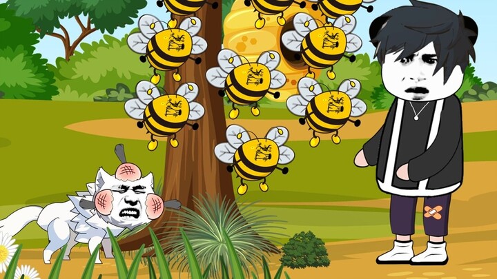 Two people teamed up to survive in the wilderness. I wanted to get the bees' honey, but was ridicule