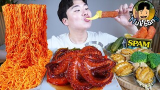 ASMR MUKBANG 해물찜 & 치즈 통스팸 FIRE Noodle & Spicy Seafood Boil & CHEESE SPAM EATING SOUND!