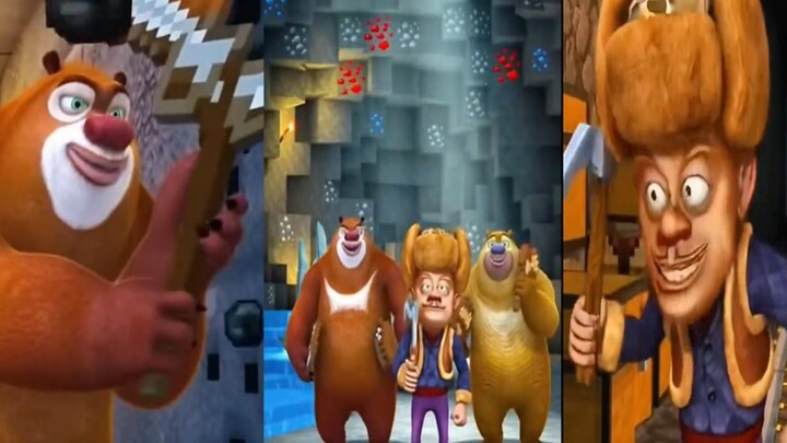 sora2 generates Boss Prawn going mining in a Minecraft cave