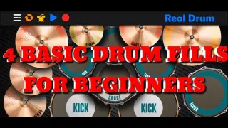4 BASIC Drum fills for beginners using REAL DRUM app