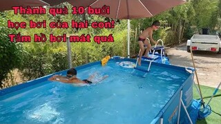 Thành quả 10 buổi học bơi của các con/chơi hồ bơi quá mát/cathy gerardo cuộc sống pháp/