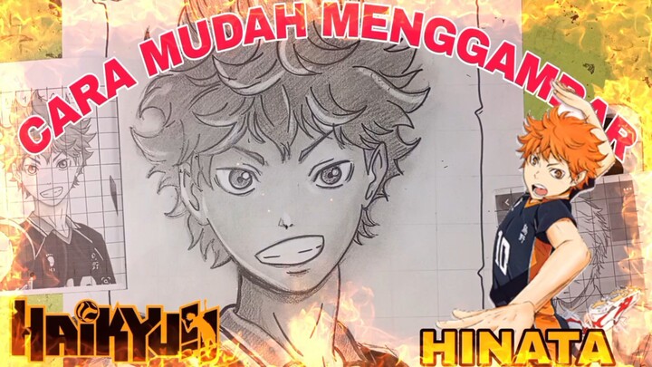 cara mudah menggambar anime haikyuu, Hinata