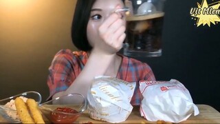 Hamburger, gà viên chiên sốt đủ vị, khoai chiên 1 #amthuc