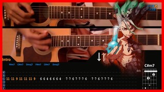 Dr. Stone OP 2 - Sangenshoku | Acoustic Guitar Lesson [Tutorial + TAB + CHORDS]