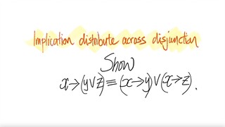 logic implication distribute across disjunction:  Show x→(y∨z) ≡ (x→y) ∨ (x→z)