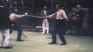 A true image of a fencing duel between two French gentlemen in 1900. The death rate was extremely hi