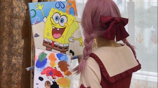 Lukisan akrilik ｜SpongeBob SquarePants dilukis dengan tangan