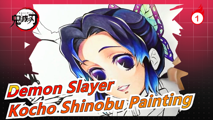 [Demon Slayer] Kocho Shinobu's Color Painting/The Whole Process of Painting (from draft to color)_1