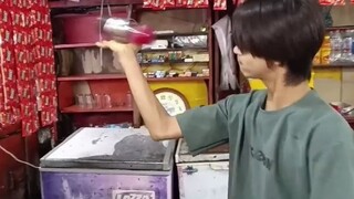 It's not easy to fit it onto him.