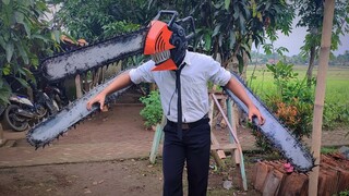 Mencoba bikin Cosplay jadi Denji/ Chainsaw man | dari bahan kardus bekas !!!