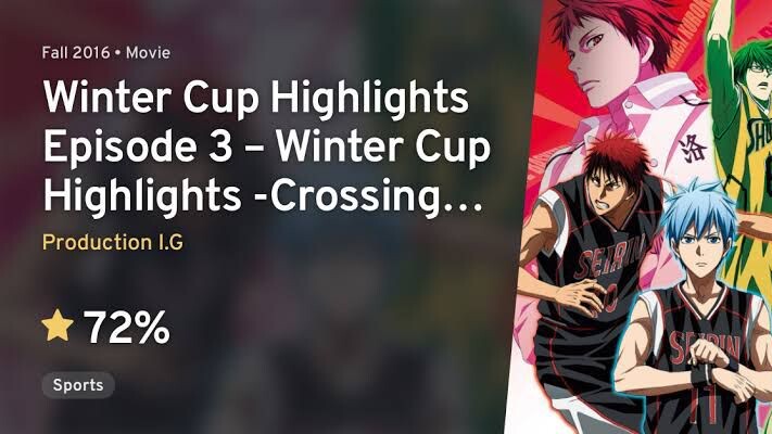 🇯🇵 / KUROKO NO BASKET MOVIE 3 : Winter Cup Soushuuhen - Tobira No Mukou