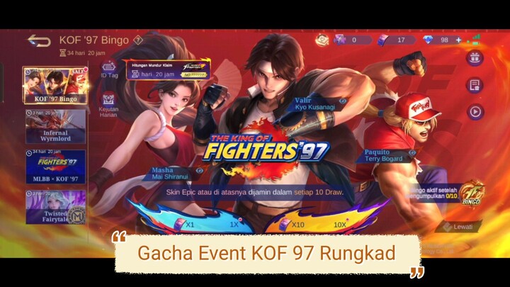 Dapat Pola 50Draw Lebih 🥹Event Gacha KOF 97 Fase 1 Mobile Legends