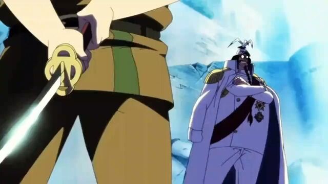 Luffy uses haki in marine ford