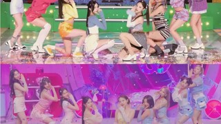 twice - talk that talk so sánh hình ảnh màn hình cùng lúc đội hình tám người/chín người