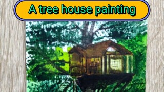 A tree house painting in watercolor