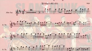 slamdunk opening theme -  KIMI GA SUKI DA TO SAKEBITAI alto saxophone play along sax sheet music