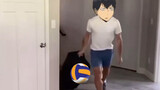 Different ways to enter the classroom but volleyball boy