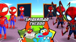 Roblox Oggy และ Jack เปิดโรงงาน Spiderman ใน Spiderman Tycoon - Superhero Tycoon เกม Oggy