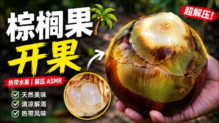 棕榈果开果 🌴 #棕榈果 #水果 #ASMR